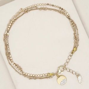 Crystal dipped multi chain anklet 18k gold plated
